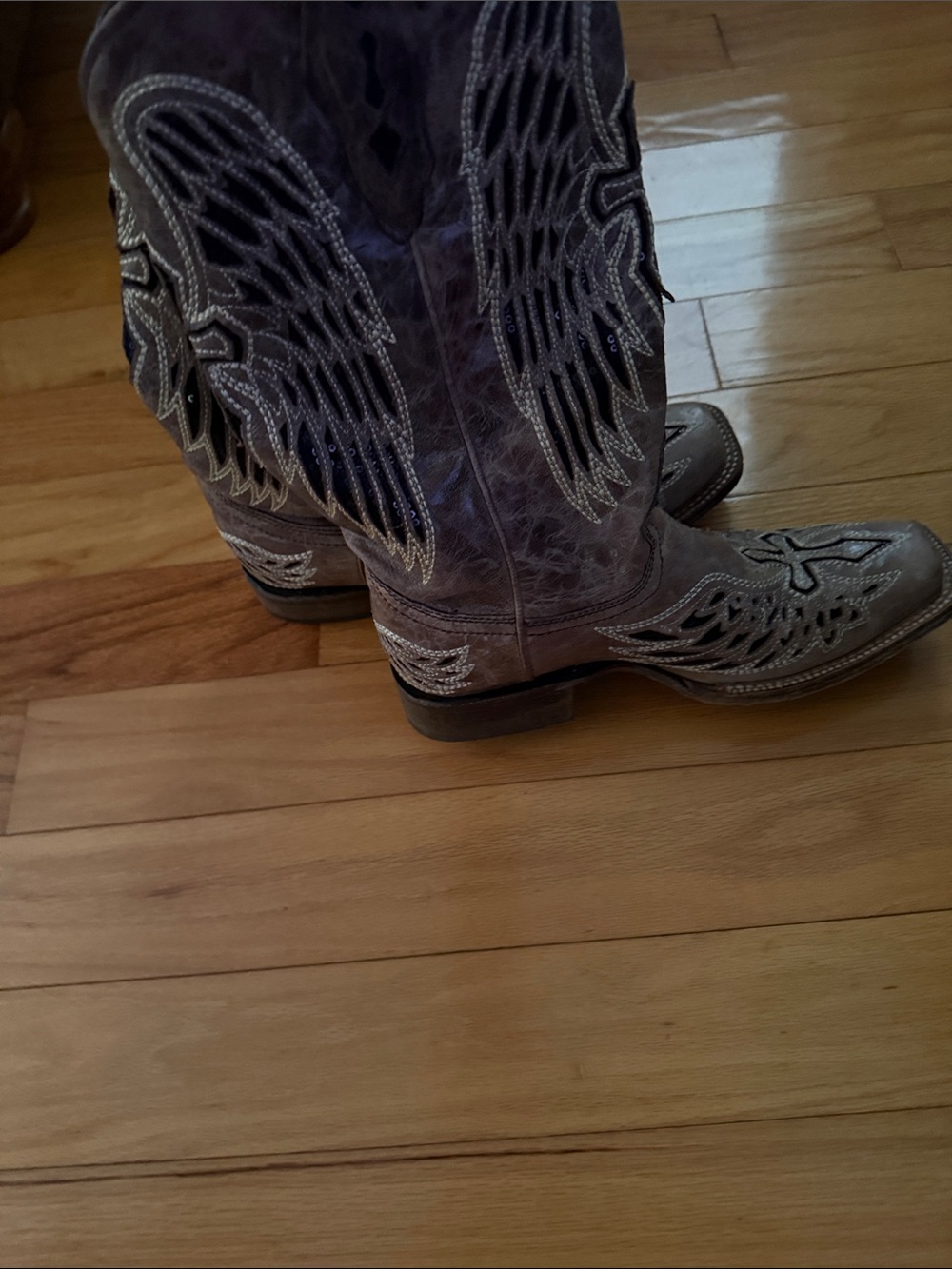 CORRAL WOMEN'S SEQUIN WING & CROSS INLAY WESTERN BOOTS SQUARE TOE Sz 10 MSRP 275